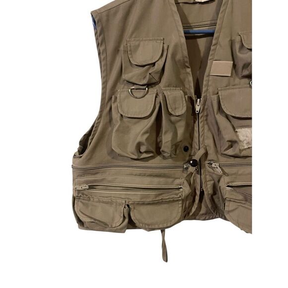 Vintage Woodfield Mens Beige Cargo Pockets Fishing Vest Size Medium - Picture 7 of 9